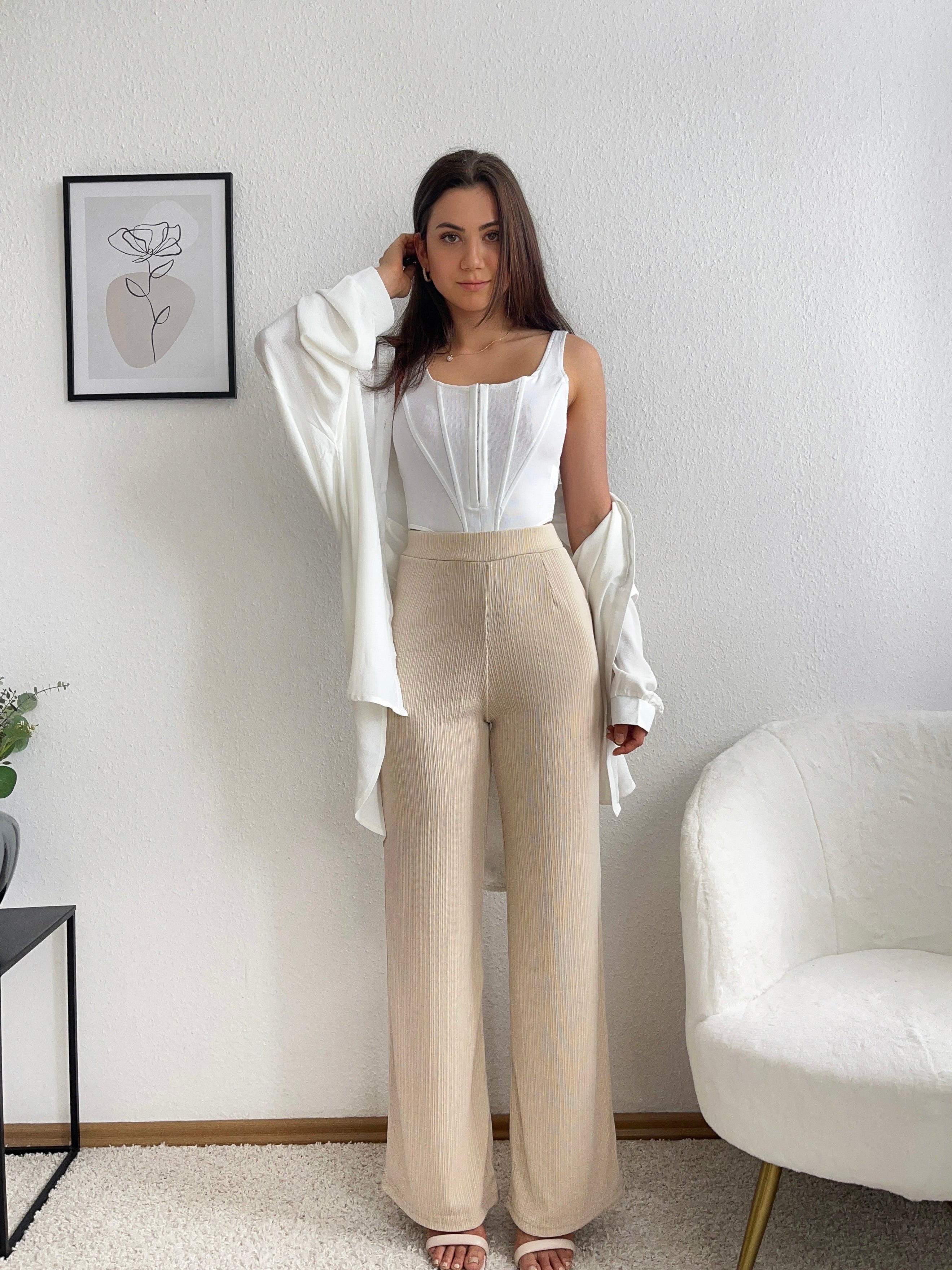 Plissee-Hose mit hohem Bund