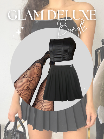 GLAM DELUXE BUNDLE (Tennisrock, Korsett-Top & Glam Strumpfhose)